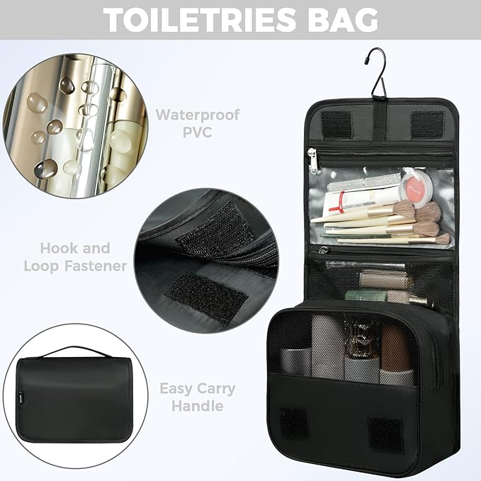 BAGAIL 4 Set/6 Set/8 Set Compression Packing Cubes Travel Accessories Expandable Packing Organizers (Half Mesh, 8-Jet Black)