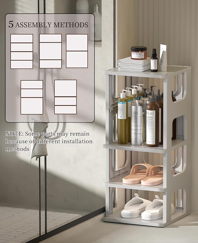 HAIXIN 5-Tier Shoe Rack - Durable Space Saving Shoe Storage Stand for Closet, Entryway, Hallway, Dorm, Bathroom - Grey