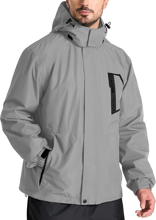 SWISSWELL Mens Rain Jackets Waterproof with Hood Men Windbreaker Jackets Lightweight Rain Coats for Golf Fishing Hiking