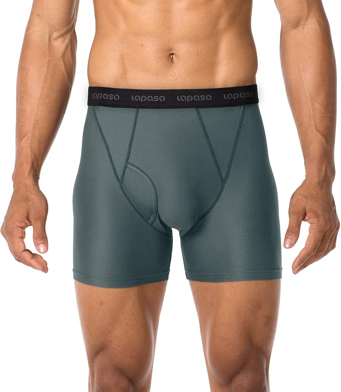 LAPASA Men's Quick Dry Travel Underwear, Terraversal Series Mesh Breathable Trunks/Boxer Briefs/Boxers (2 & 3 Packs)