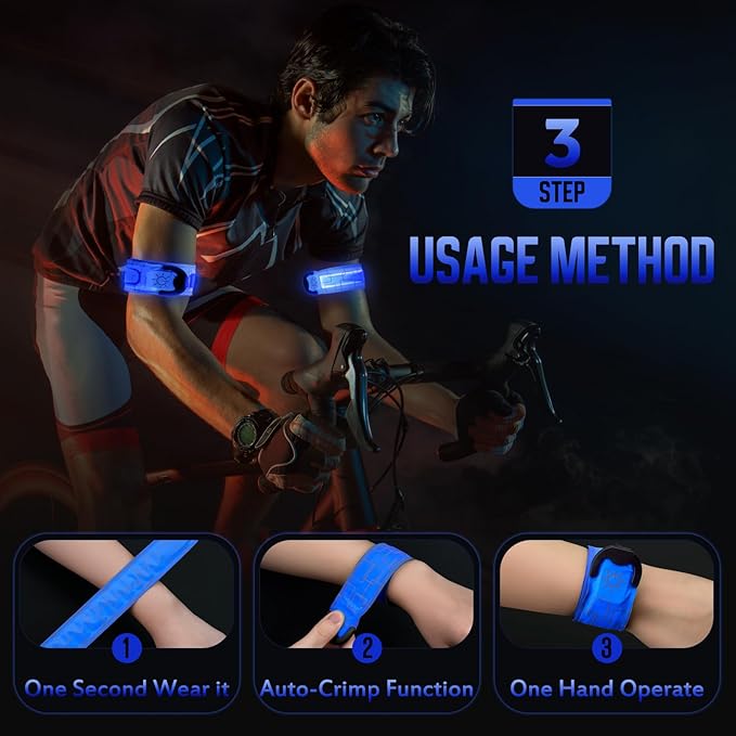 LED Armband for Running (2 Pack), Light Up Armbands Rechargeable, Running Lights, High Visibility Reflective Running Gear for Running Walking Cycling