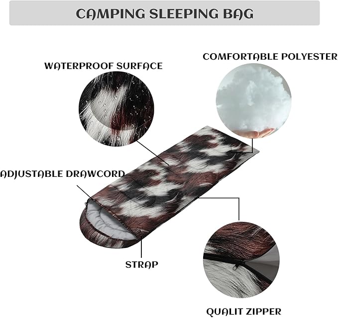 Sleeping Bags for Adults and Kids，3D Printing Camping Sleeping Bag for Girls Boys Lightweight Waterproof Cold/Warm 3-Season，Outdoor Travel with Compression Bags