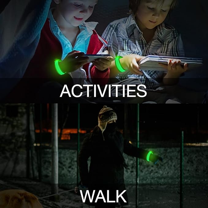 8 PCS LED Glow Bracelets, Light Up Wristbands - Halloween Glow in The Dark Party Bracelets Favors Supplies for Christmas, Concerts, Festivals, Game Prizes, Sports, Rave Accessories（Green）