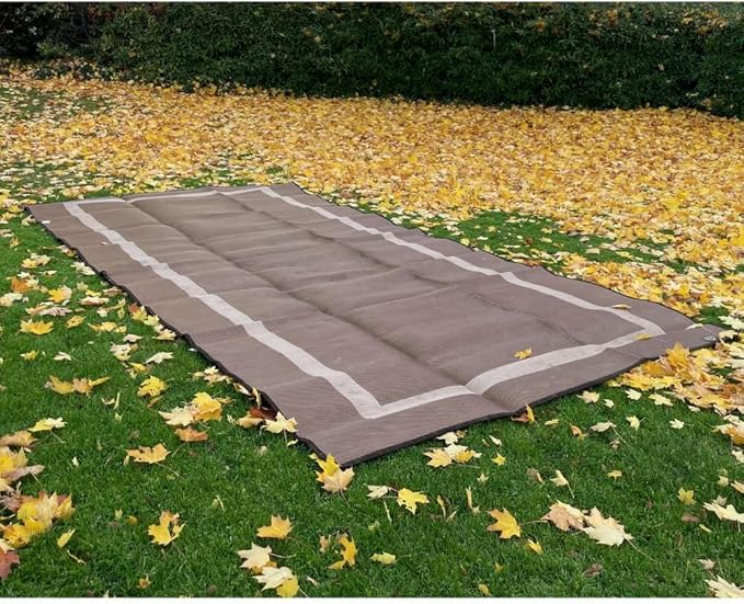 8x16 Brown Outdoor RV Mat with Carry Bag – Extra Thick 5mm Recycled Poly Rug – Waterproof, Reversible, Heavy-Duty – Premium Mat for Campsites, Patios, Decks (8' x 16', Brown Solid)