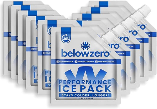 Below Zero Reusable Ice Packs for Coolers – Long Lasting Cooler Ice Pack Blocks, Leak-Proof Freezer Packs for Camping, Lunch Boxes & Travel