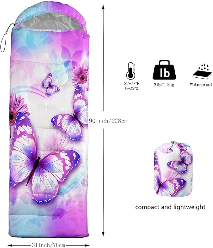 QOOMO Camping Sleeping Bags,3 Season Warm & Cool Weather,Lightweight,Waterproof Sleeping Bags for Adults & Kids,Traveling,and Outdoors,Camping Gear Equipment