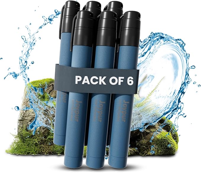 Portable Water Filter Straw Survival, Essential Camping & Hiking Gear, Water Purification Straw for Travel, Biking and Emergency Preparedness