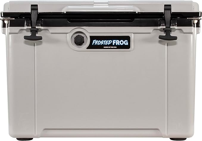Made in USA Frosted Frog Hyper-Light 54 Quart Hard Cooler Insulated Portable Ice Chest Box for Beach, Beverages, Camping, Fishing, Boat, Barbecue, 30% Lighter Than Rotomolded Coolers