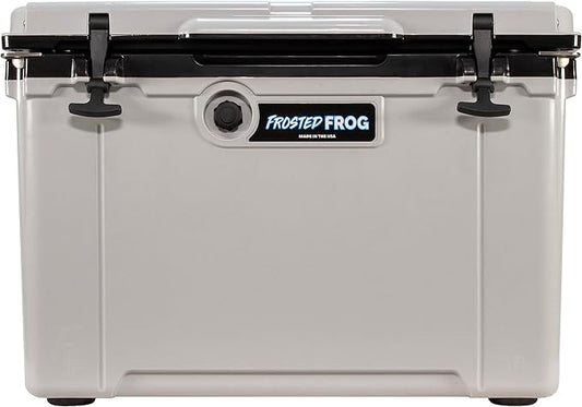 Made in USA Frosted Frog Hyper-Light 54 Quart Hard Cooler Insulated Portable Ice Chest Box for Beach, Beverages, Camping, Fishing, Boat, Barbecue, 30% Lighter Than Rotomolded Coolers