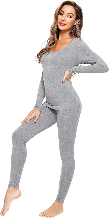 WiWi Soft Viscose from Bamboo Underwear for Women Thermal Long Johns Sets Super Warm Base Layer Top Pants Pajamas Set S-3X