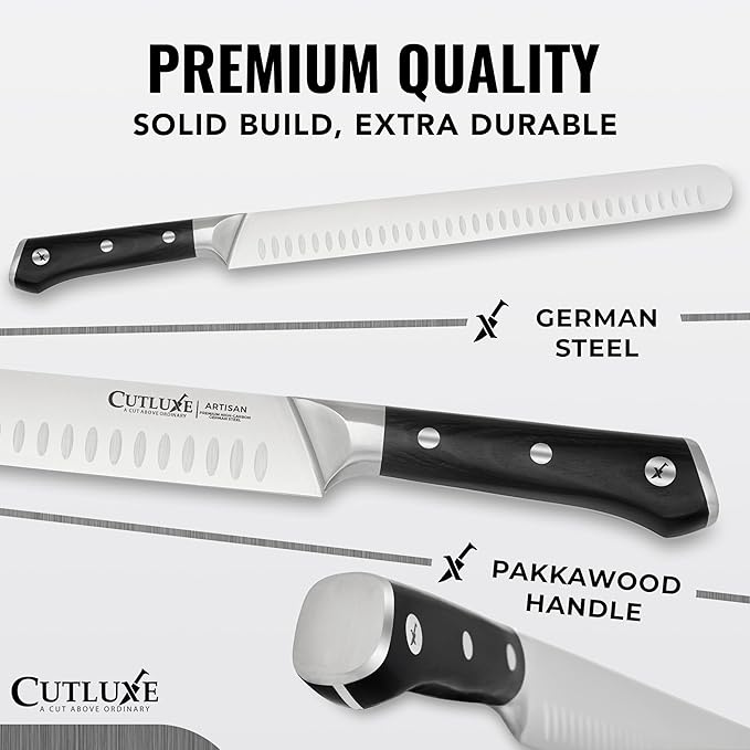 Cutluxe Butcher Knife Set – BBQ Brisket, Breaking & Boning Knife – Slicing Carving Knife Set for Meat Cutting, Ultra Sharp German Steel, Full Tang, Ergonomic Handles – Artisan Series
