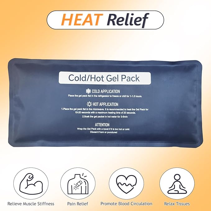 Hot & Cold Gel Packs for Pain Relief 4PCS 4x9 Inch Ice Packs Reusable Blue Cold Packs for Swelling, Bruises, Injuries, Surgery, Toothache (4 Pack)