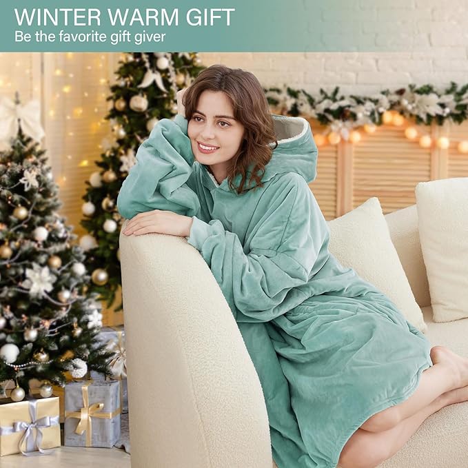 LetsFunny Blanket Hoodie,Oversized Wearable Sherpa Fleece Blanket Sweatshirt,Super Soft Warm Cozy with Giant Pocket,for Women Men Adults Teenagers Kids, One Size Fits All