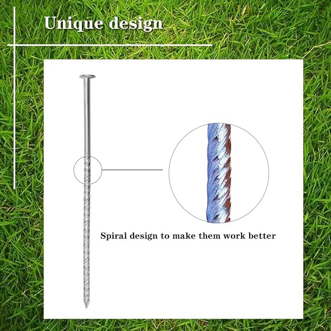 14 Count Outdoor Rv Rug Stakes, Stainless Steel Spiral Patio Mats Stakes, Used for Fixing Rugs, Tents, Tarps, and RV Mats，Rv Camping Accessories for Outside,Camper Must Haves