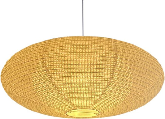 Hytsoeee(19.69Inch) Double-Layer Paper Lamp Shade, Beige Oblate Paper Lantern Pendant Light Shade,Bohemian Folding Ceiling light Shade, Paper Lantern Lamp Shade for Bedroom,Apartment (19.69inches)