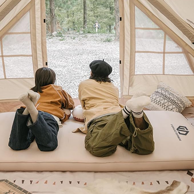 Self Inflating Sleeping Pad, 4" Extra Thick Memory Foam Camping Pad, 60S Fast Air Self-Inflating Camping Mattress Pads, 4 Season Sleeping Mat for Camping Rooftop Tent Car Truck Van