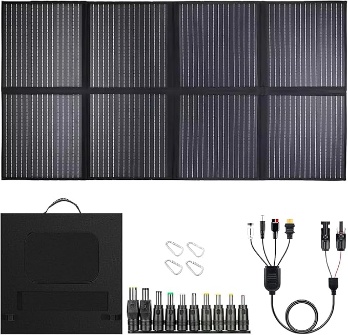 400W Portable Solar Panel, Up to 25.8% Conversion Efficiency N-Type Solar Cell, with Adjustable Kickstand, IP68 Waterproof, Foldable Solar Panel for Camping RVing Home Backup
