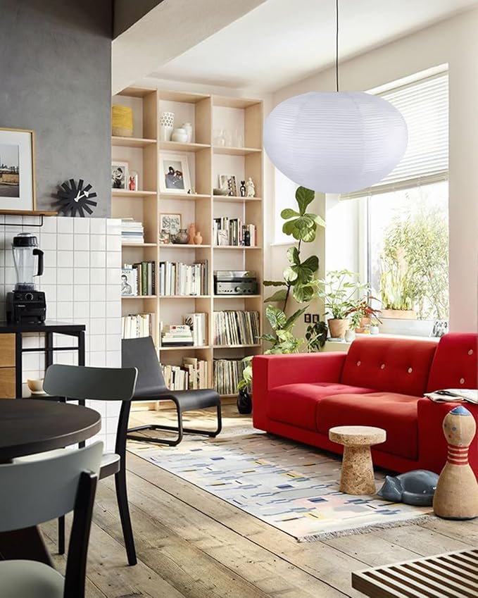 White Rice Paper Lanterns, 20.87" Large Hanging Paper Lantern Lamp, Chinese/Japanese Paper Lantern Pendant Light for Home Decor Ceiling Lampshade(1 Pack)