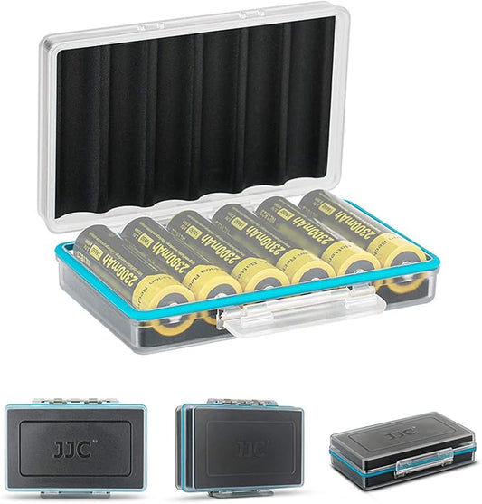 JJC 18650 Battery Case, Shockproof & Water-resistant Battery Storage Holder for 6 x 18650 Battery, PC Shell Easy to Carry