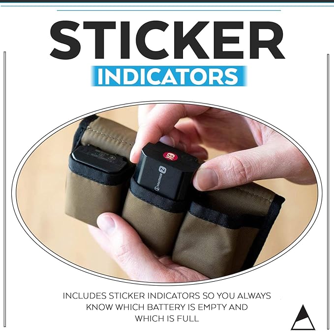 NOMATIC McKinnon Battery Case - DSLR Camera Battery Holder Organizer with Magnetic Closure for 3 Batteries