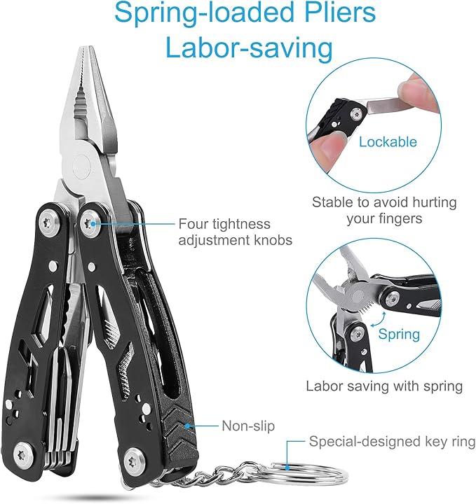 2PCS Bovgero Mini Multitool Pliers 15 in 1, Handmade Multi Tool Plier, Premium Keychain Multitool, Small Multi-tool, Birthday Fatherâ€™s Day Gift for Men Him Husband Boyfriend Father Handyman