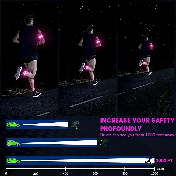 Light Up LED Armband for Running Walking at Night,Reflective Arm Bands for Runners,Rechargeable Jogging Lights,High Visibility Night Running Safety Gear Adjustable Running Women Men Kids
