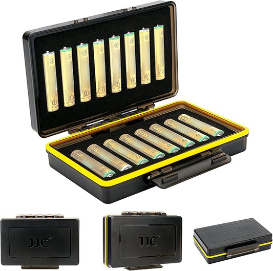 JJC 16 Slots AAA Battery Case, Shockproof & Water-Resistant Battery Storage Box Holder Organizer for 16 x AAA Battery, PC Shell Easy to Carry