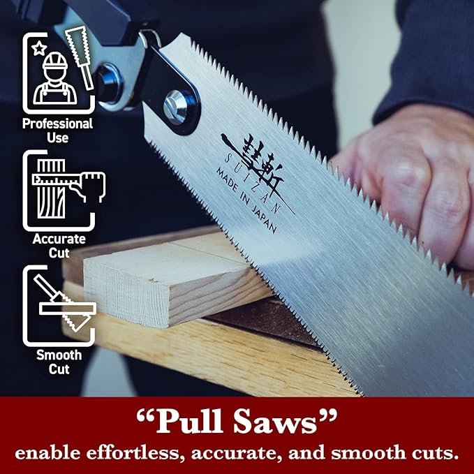 SUIZAN Folding Ryoba Double Edge Saw 9.5" - Professional Japanese Pullsaw Handsaw Woodworking Tools