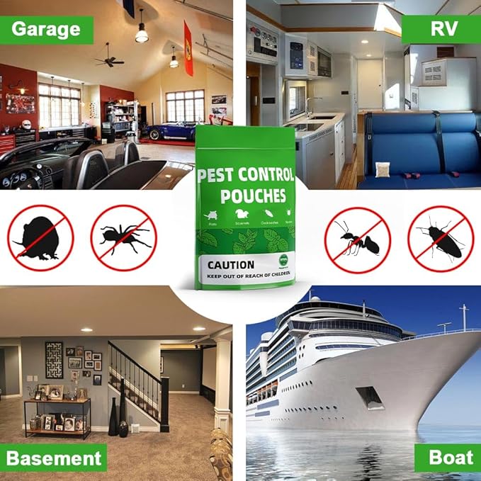 Pest Control, Mouse Repellent Pouches, Rodent Repellent, Mice Repellant Indoor, Peppermint Mice to Repel Spider, Ant, Roach & Mosquito, Rat Repellant Outdoor, Keep Mouse Out of Camper-12P