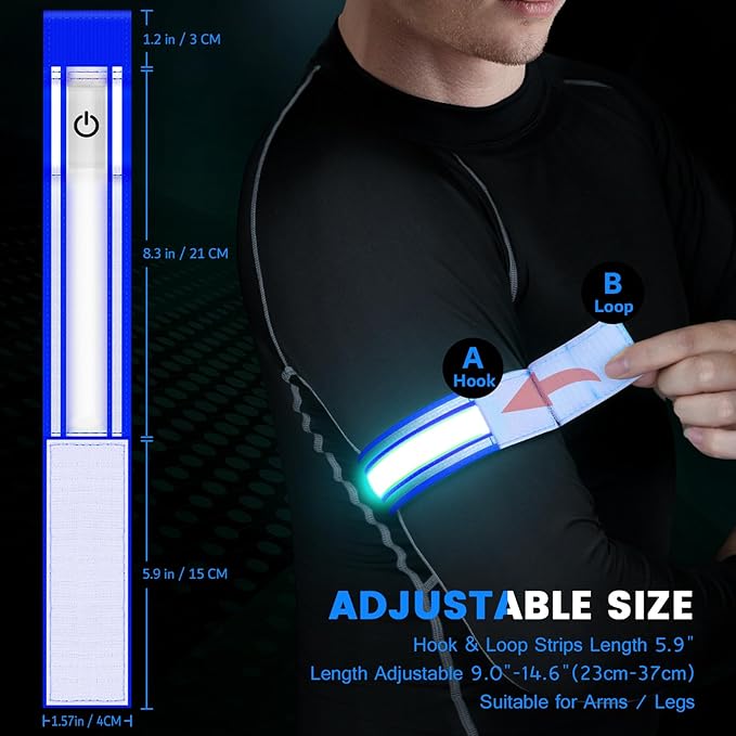 Light Up LED Armband for Running Walking at Night,Reflective Arm Bands for Runners,Rechargeable Jogging Lights,High Visibility Night Running Safety Gear Adjustable Running Women Men Kids