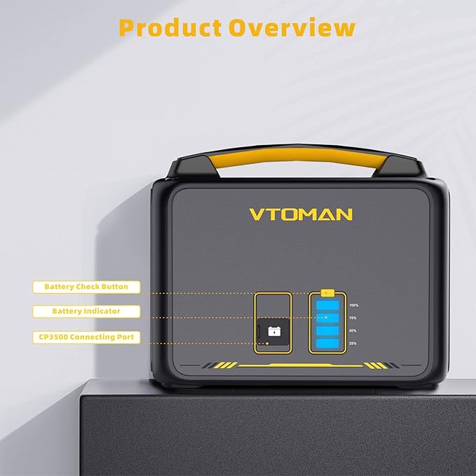 VTOMAN Jump 600X Portable Power Station with Extra Battery, 600W/939Wh LiFePO4 Battery Solar Power Station with 600W Constant-Power, Regulated 12V DC, PD 60W USB-C for Camping, Off-grid, Home Backup