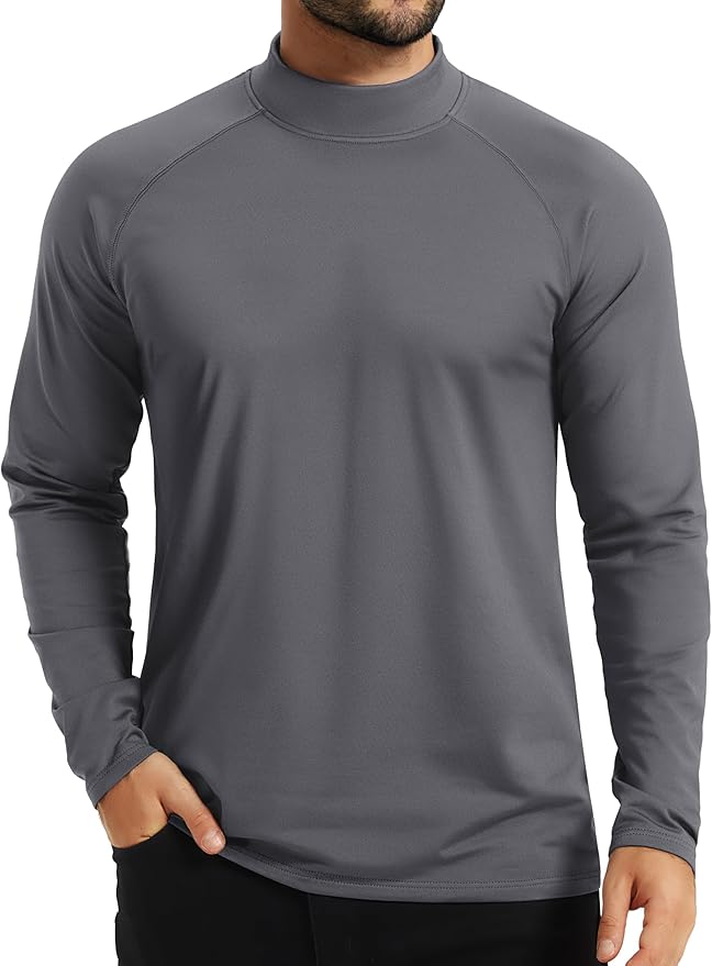 TACVASEN Mens Thermal Fleece Shirt Mock Turtle Neck Base Layer Long Sleeve Athletic Warm Undershirt Winter Running Tops