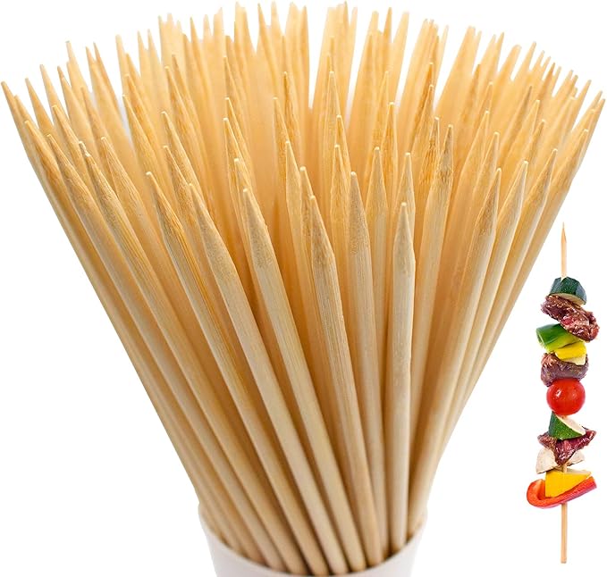 BLUE TOP Natural Bamboo Skewers 12inch Φ=4mm Pack 200;Bamboo Sticks for Grilling, BBQ, Kabob,; Candy Sticks for Fruits, Candies, Chocolate Fountain, Appetizer, Plant Sticks for flower tomato growth