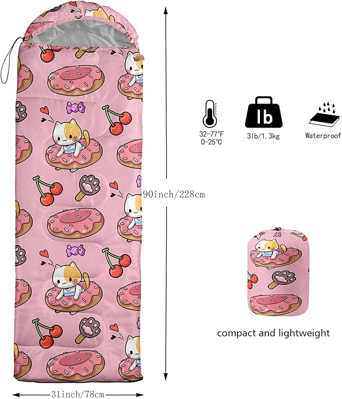 QOOMO Camping Sleeping Bags,3 Season Warm & Cool Weather,Lightweight,Waterproof Sleeping Bags for Adults & Kids,Traveling,and Outdoors,Camping Gear Equipment