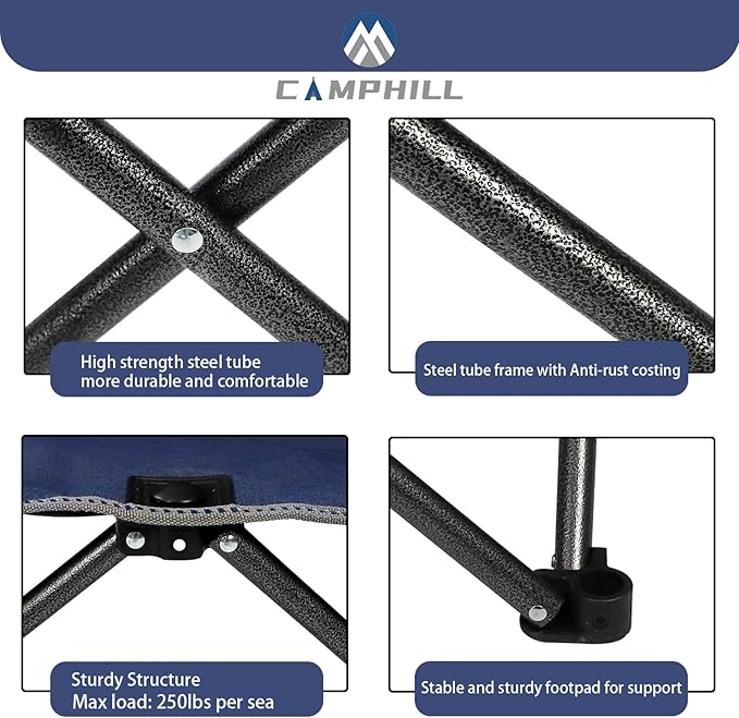 Camping Chair Set of 3, Outdoor Folding Camping Chairs for Heavy People with Cup Holder & Carry Bag,Collapsible Chair Include One Sofa Chair and Two Single Chair,Support up to 500lbs