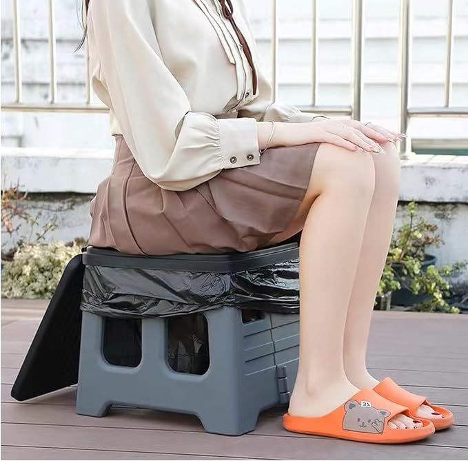 Portable Camping Toilet for Adults - Portable Folding Toilet with Lid,Travel Portable Potty for Adults,Porta Potty Car Toilet,Grey