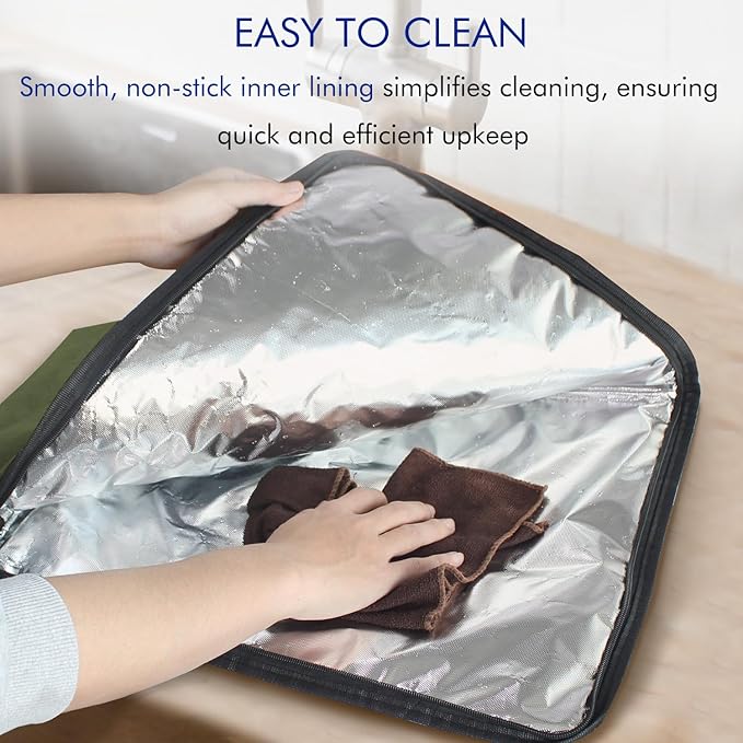 BBQ Blanket for Resting Meat, 5-Layer Insulated Meat Resting Bag for Moisture Retention and Perfect BBQ, Wide Mouth with Handle Design for Briskets, Pork Shoulders, Steaks (Gray Green, 21 Inch)