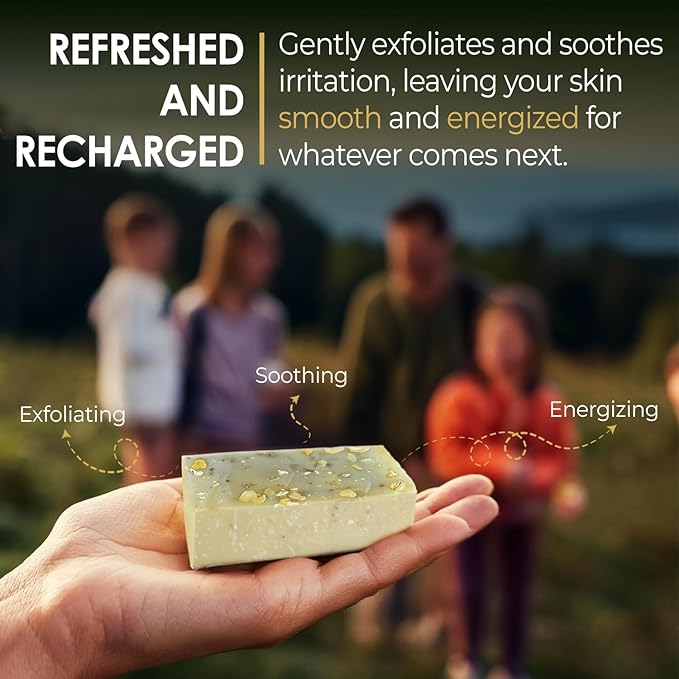 Peppermint Oatmeal Bar Soap, Scented with Premium Peppermint Essential Oils, Handmade in the USA, Moisturizing and Therapeutic for Face/Body, For Sensitive Skin