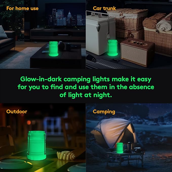 KUNHE LED 10 Pack Glow-in-The-Dark Camping Lanterns Battery Powered (Includes 30 AA Alkaline Batteries) 350 Lumens IPX4 Water Resistant Lanterns for Power Outages Emergency Hurricane Storms