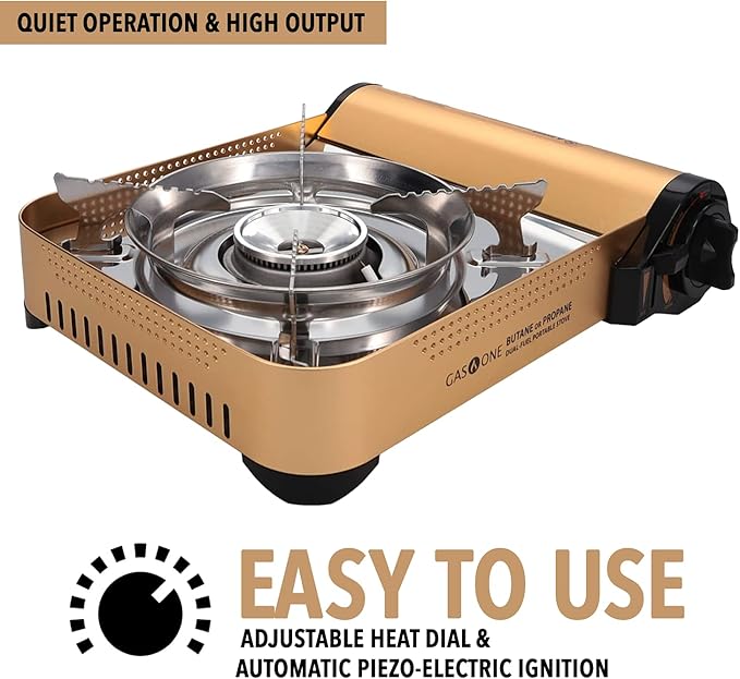 Gas ONE GS-4000P - Premium Dual Fuel Camp Stove with 4 Butane Fuel Cartridge Bundles