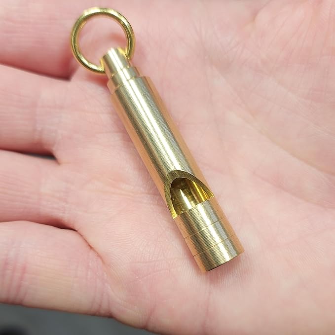 Brass Whistles 4 Pack, Emergency Survival Whistles Loud Safety Whistles for Adults, Self-Defense Whistle for Outdoor Activities, Distress Signal, Emergency Whistle for Hiking, Survival