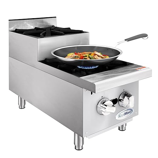KoolMore KM-CRSU-12 12 in. Two-Burner Commercial Step Up Range, 52000 BTU,ETL Listed in Stainless-Steel