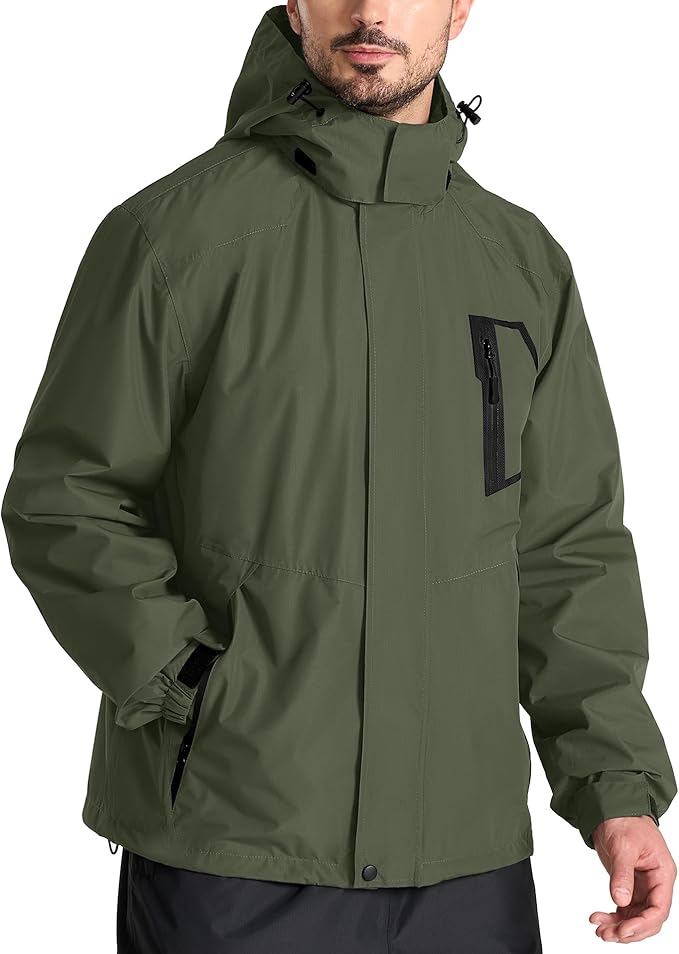 SWISSWELL Mens Rain Jackets Waterproof with Hood Men Windbreaker Jackets Lightweight Rain Coats for Golf Fishing Hiking