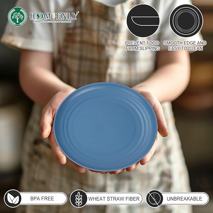 Homienly 5.7 Inch Small Plates-Wheat Straw Mini Plate, Unbreakable Plate Set Ideal for Dessert, Appetizers, Small Serving, Side Dish, Lightweight Dessert Dishes Plates, Set of 8, Colorful