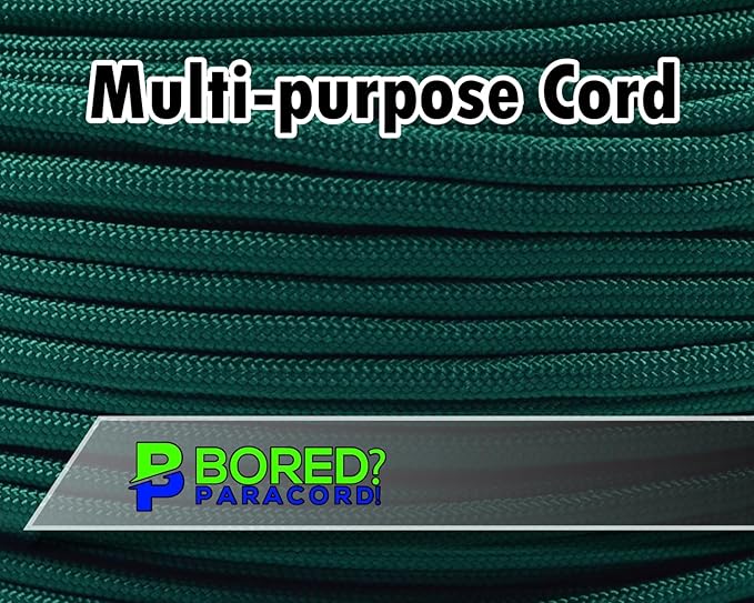 BORED? PARACORD! 550 lb Paracord - Ideal for Crafting, Camping, DIY Projects, Active & Military Outdoors - Strong Survival Rope - Tactical Parachute Cord Type III - Kelly Green 1000 Feet
