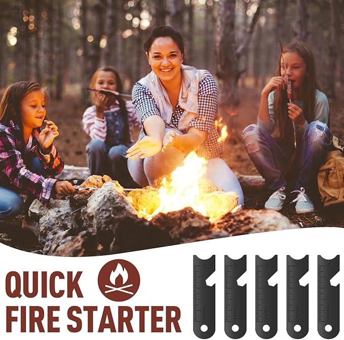 BBTO Striker Scraper Ferrocerium Rod Scraper Steel Ferrocerium Rod Striker Flint Fire Starter with Keychain Ring for Survival Drilled, Emergency, Camping, Backpacking, Hiking, Bush-Craft