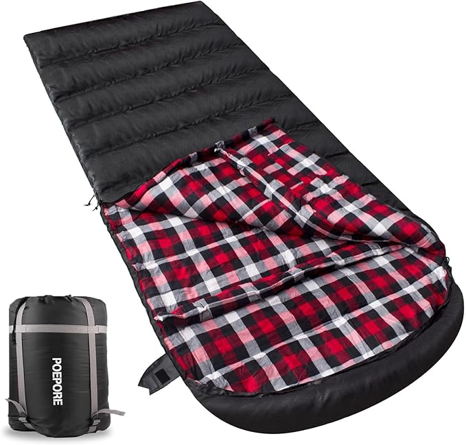 Flannel Sleeping Bag Cotton 0 Degree Cold Weather for Adults XXL Sleeping Bag 4 Season Big and Tall with Compression Sack