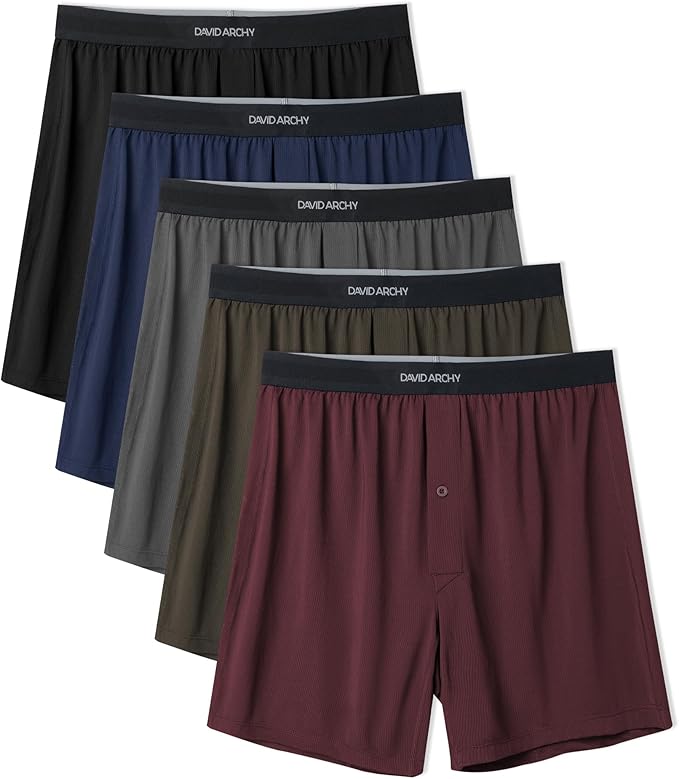 DAVID ARCHY Mens Boxer Shorts Underwear Quick Dry Breathable Mens Boxers Moisture Wicking Boxers for Men 3 or 5 Pack