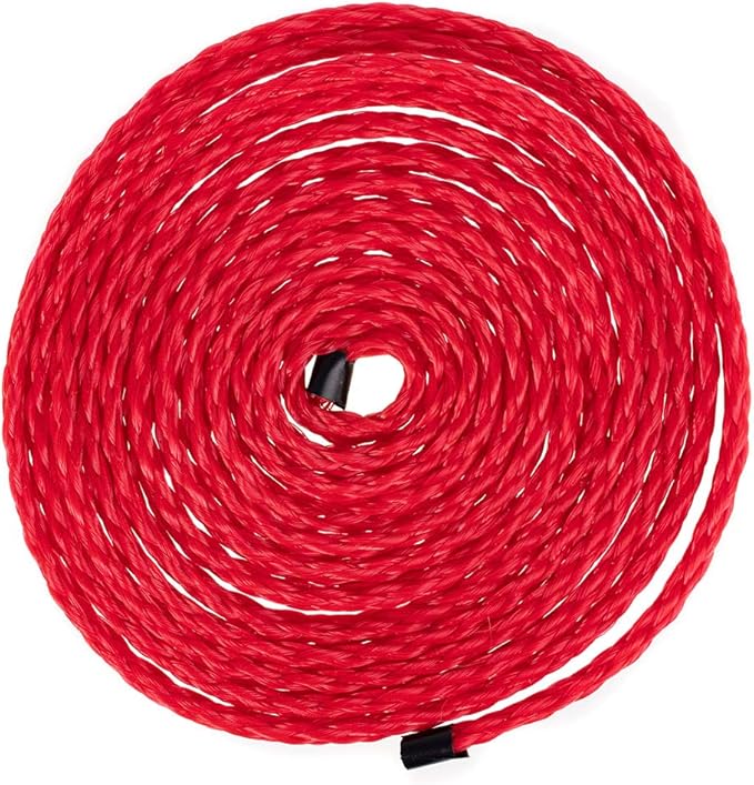 Hollow Braid Polypropylene Rope (3/8 Inch, 100 Feet, Red) - Barrier Rope - Trail Marking, Crowd Control, Golf Courses