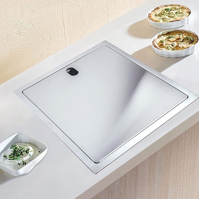 15-inch Hidden RV Bar Kitchen Sink with Folding Faucet, Cover, Drain Pipe and Strainer Full Set, Small Stainless Steel Sink for Workstation, RV, Prep Kitchen and Bar(Silver)